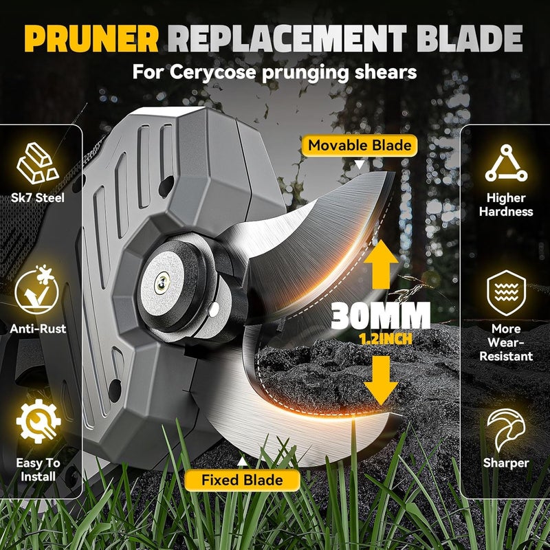Cerycose Electric Pruning Shears Replacement Blade, 30MM (1.2 Inch) Cutting Diameter Pruner Blade - SK7 High Carbon Steel Cutting for Garden Pruning Shears Cutter Tool - Image 2